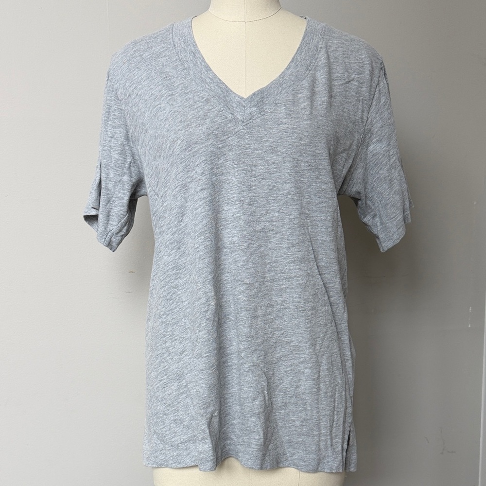 Michael Stars Gray V-Neck Women's Tee sz XS oversized fit cotton USA